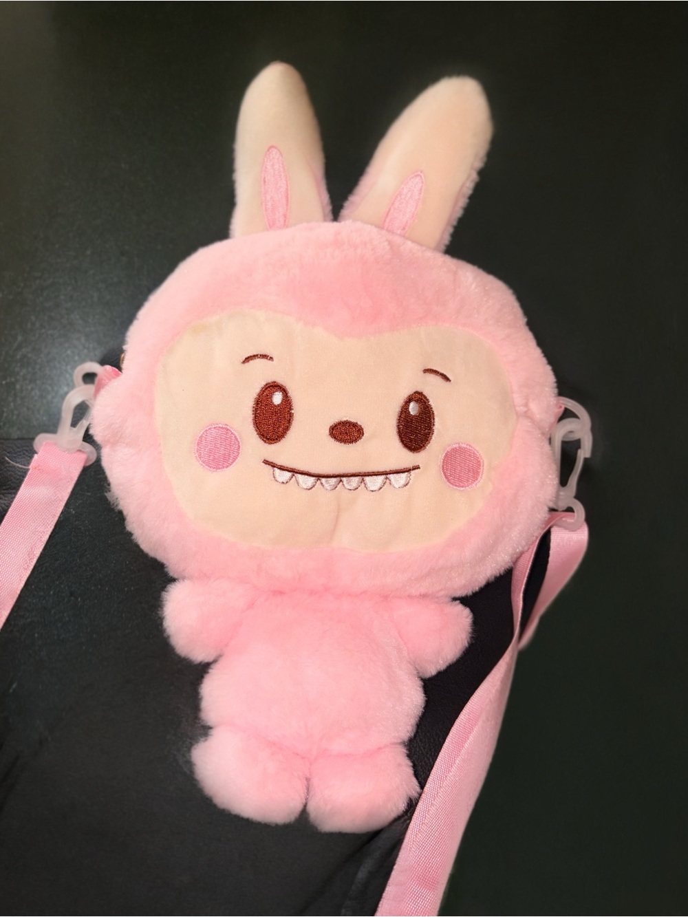 Labubu style Plush Pink Bunny Crossbody Bag
